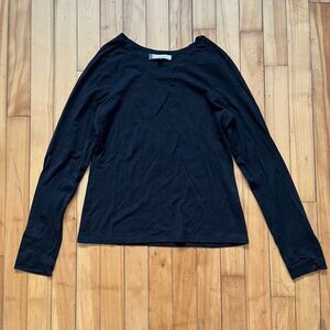 Ibex Black 100% Merino Wool Long Sleeve Top V-Neck Casual Base Layer M